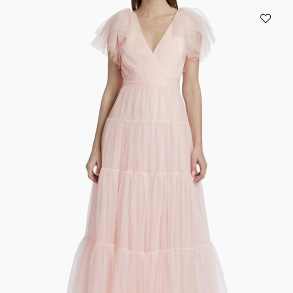 Glinda Sparkly shimmery coquette tiered ruffle pink maxi dress - Picture 1 of 8